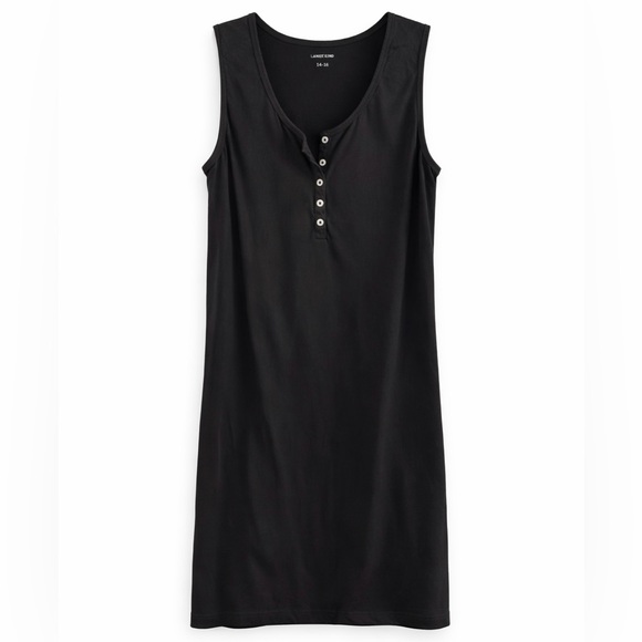 Lands' End Dresses & Skirts - Lands’ End Black Sleeveless Henley Dress | Size L (14–16) | 100% Cotton